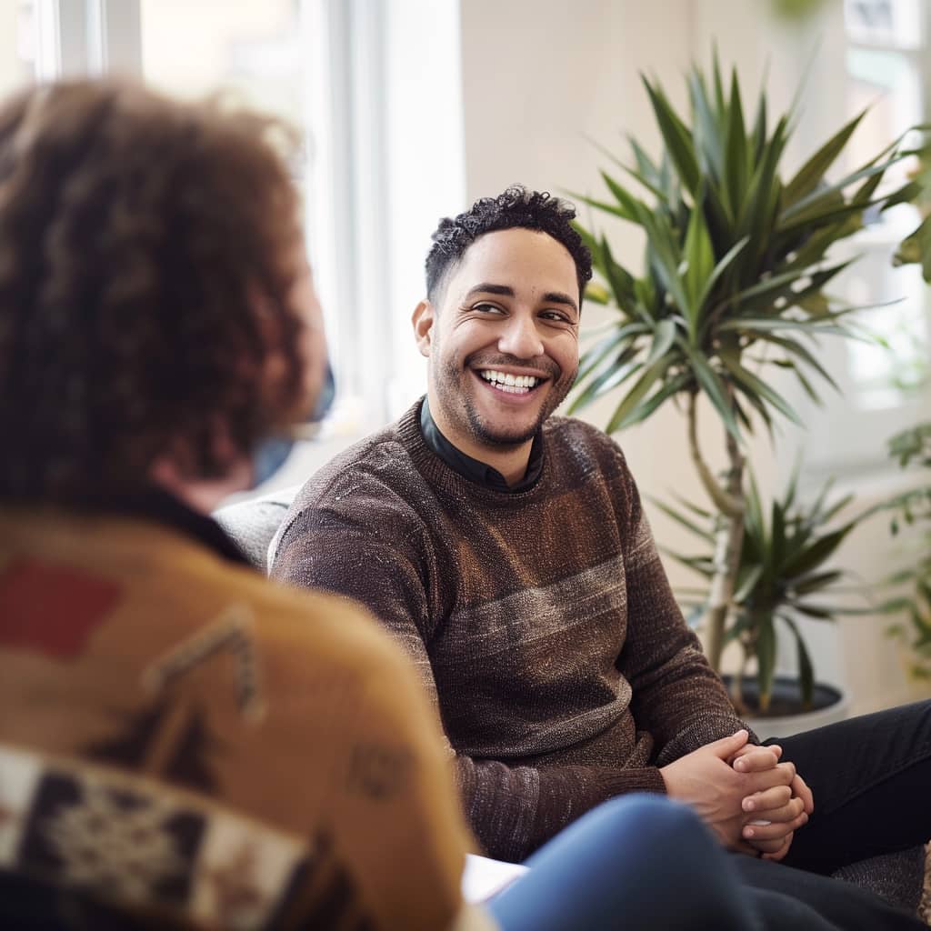 man in a therapists office getting holistic treatment for a personality disorder